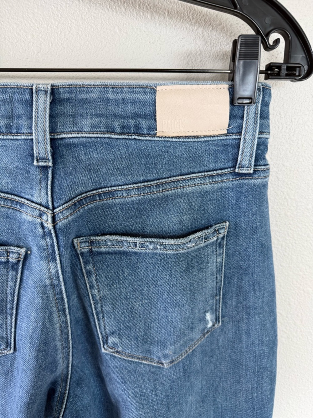 PAIGE Anessa High Rise Wide Leg Raw Hem Jeans  Flamenco Distressed Denim 25 - Picture 11 of 13